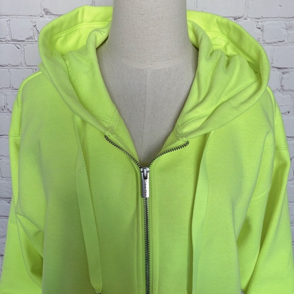 CALVIN KLEIN Performance Long Sleeve Neon Yellow Zip-Front Hoodie--M - Picture 2 of 16